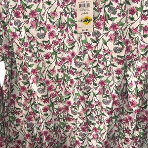 Charter Club Pink and Green Short Sleeve Blouse
